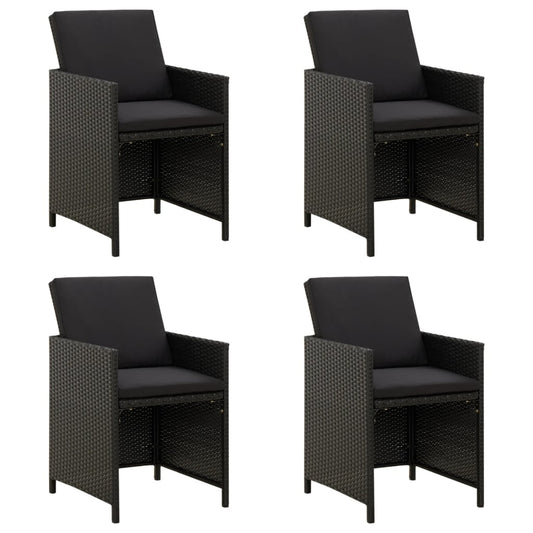 Gartenstühle mit Kissen 4 Stk. Poly Rattan Schwarz - Pazzar.ch