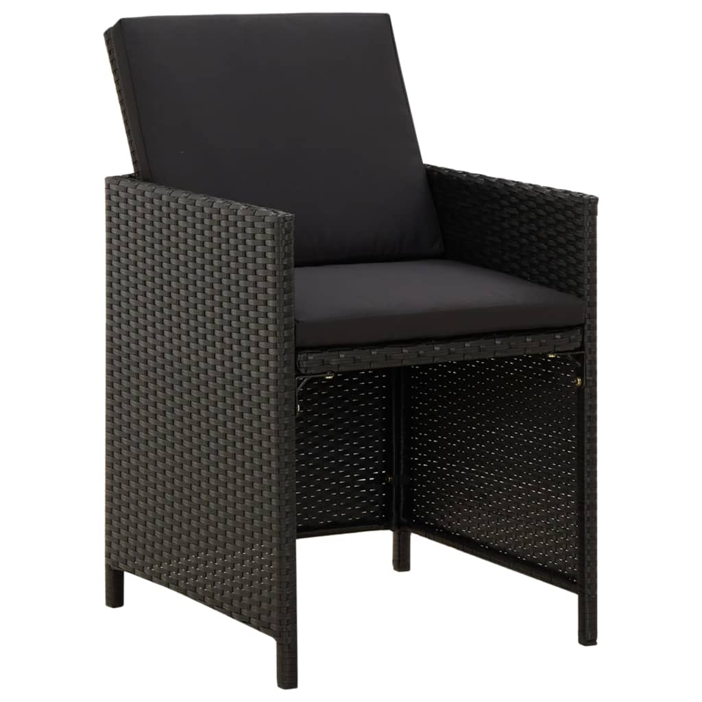 Gartenstühle mit Kissen 4 Stk. Poly Rattan Schwarz - Pazzar.ch