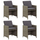 Gartenstühle mit Kissen 4 Stk. Poly Rattan Grau