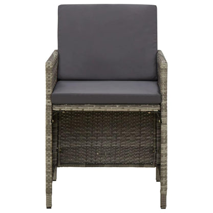 Gartenstühle mit Kissen 4 Stk. Poly Rattan Grau - Pazzar.ch