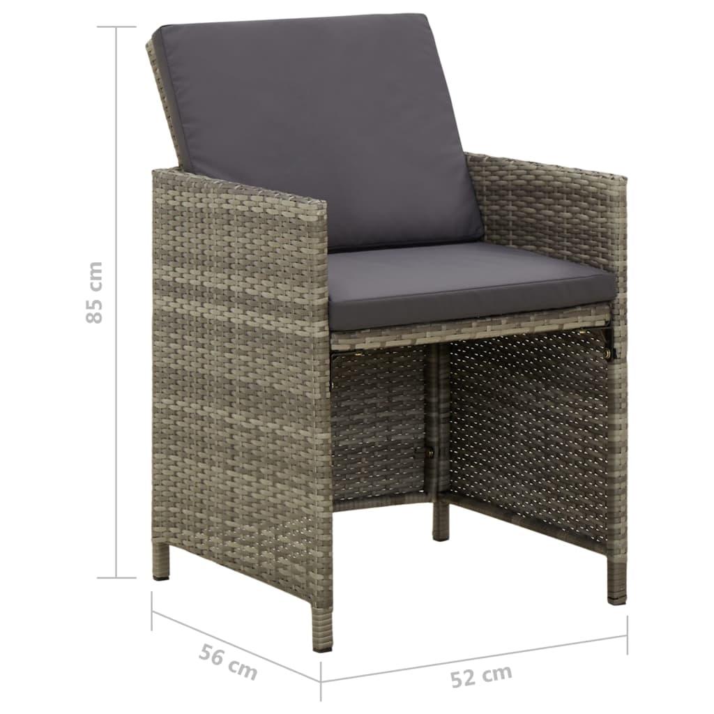 Gartenstühle mit Kissen 4 Stk. Poly Rattan Grau - Pazzar.ch