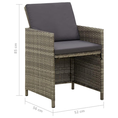 Gartenstühle mit Kissen 4 Stk. Poly Rattan Grau - Pazzar.ch