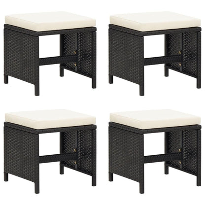 Gartenhocker 4 Stk. mit Sitzkissen Poly Rattan Schwarz - Pazzar.ch
