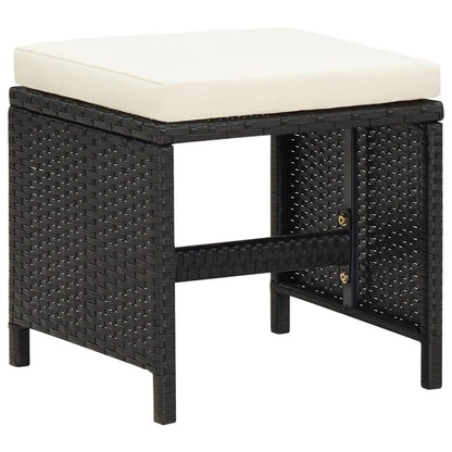 Gartenhocker 4 Stk. mit Sitzkissen Poly Rattan Schwarz - Pazzar.ch