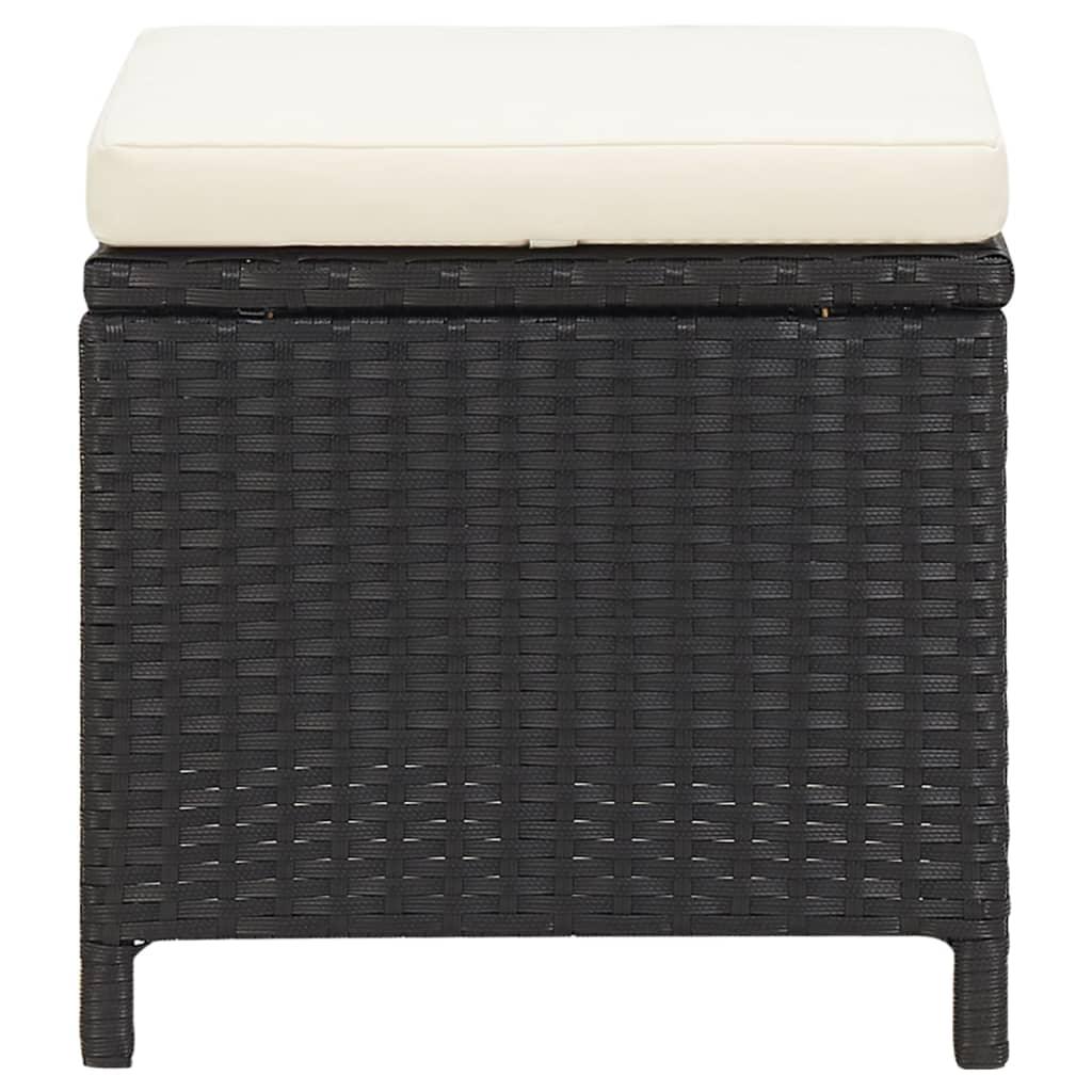 Gartenhocker 4 Stk. mit Sitzkissen Poly Rattan Schwarz - Pazzar.ch