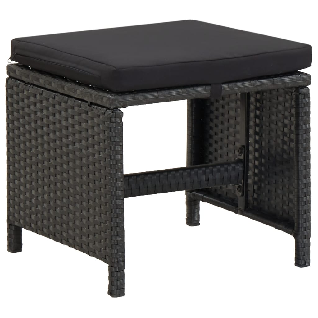 Gartenhocker 4 Stk. mit Sitzkissen Poly Rattan Schwarz - Pazzar.ch