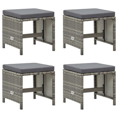 Gartenhocker 4 Stk. mit Sitzkissen Poly Rattan Grau - Pazzar.ch