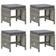 Gartenhocker 4 Stk. mit Sitzkissen Poly Rattan Grau