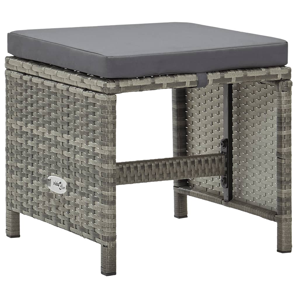 Gartenhocker 4 Stk. mit Sitzkissen Poly Rattan Grau - Pazzar.ch