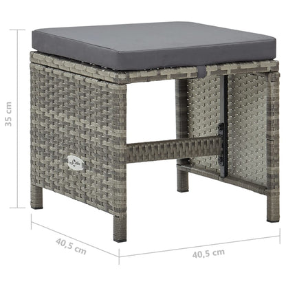Gartenhocker 4 Stk. mit Sitzkissen Poly Rattan Grau - Pazzar.ch