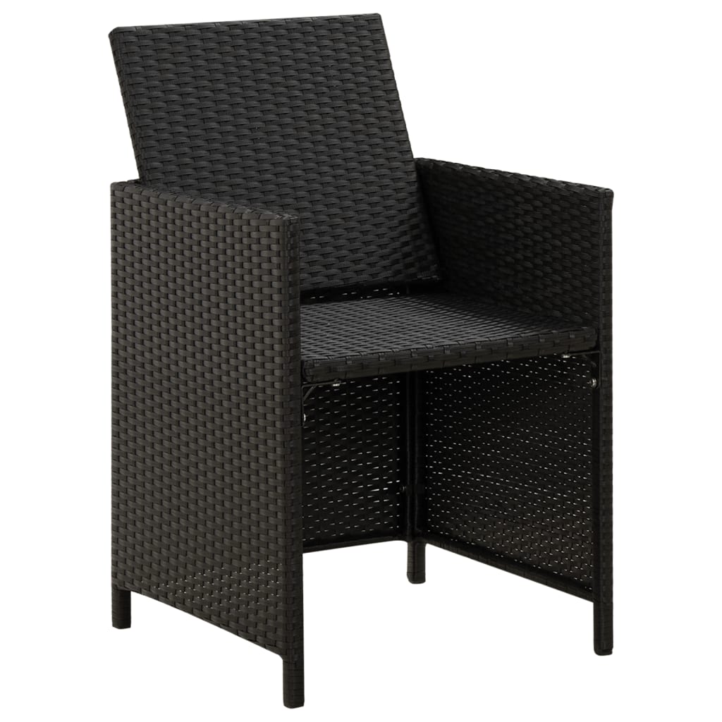 4-tlg. Gartenstuhl und Hocker Set Poly Rattan Schwarz - Pazzar.ch