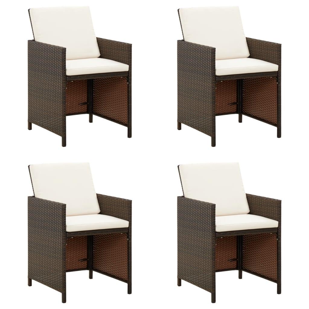 Gartenstühle mit Kissen 4 Stk. Poly Rattan Braun - Pazzar.ch