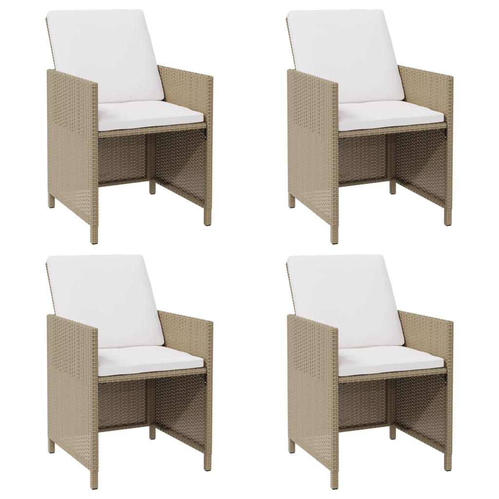 Gartenstühle mit Kissen 4 Stk. Poly Rattan Beige - Pazzar.ch
