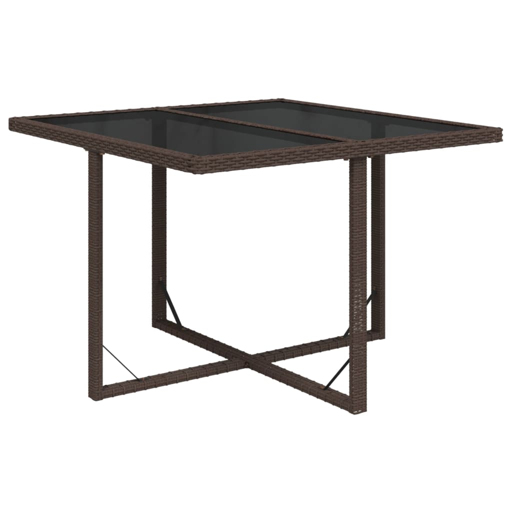Gartentisch Braun 109x107x74 cm Poly Rattan und Glas - Pazzar.ch