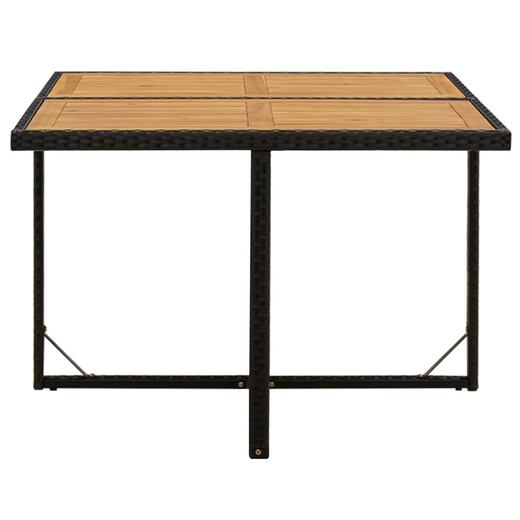Gartentisch Schwarz 109x107x74cm Poly Rattan Massivholz Akazie - Pazzar.ch
