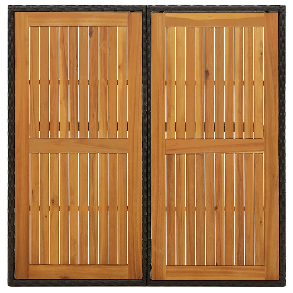 Gartentisch Schwarz 109x107x74cm Poly Rattan Massivholz Akazie - Pazzar.ch