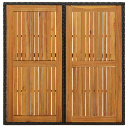 Gartentisch Schwarz 109x107x74cm Poly Rattan Massivholz Akazie - Pazzar.ch