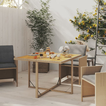 Gartentisch Beige 109x107x74 cm Poly Rattan & Massivholz Akazie - Pazzar.ch