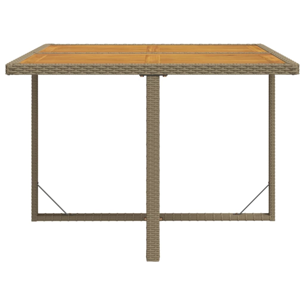 Gartentisch Beige 109x107x74 cm Poly Rattan & Massivholz Akazie - Pazzar.ch