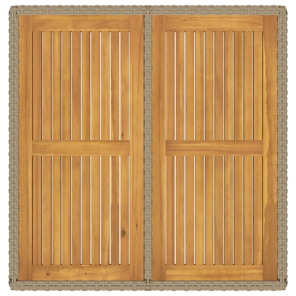 Gartentisch Beige 109x107x74 cm Poly Rattan & Massivholz Akazie - Pazzar.ch