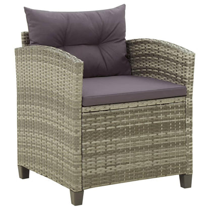 Gartenstuhl mit Kissen Poly Rattan Grau - Pazzar.ch