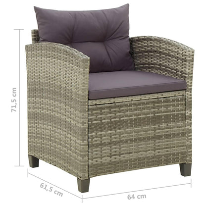 Gartenstuhl mit Kissen Poly Rattan Grau - Pazzar.ch