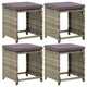 Gartenhocker 4 Stk. mit Kissen Poly Rattan Grau