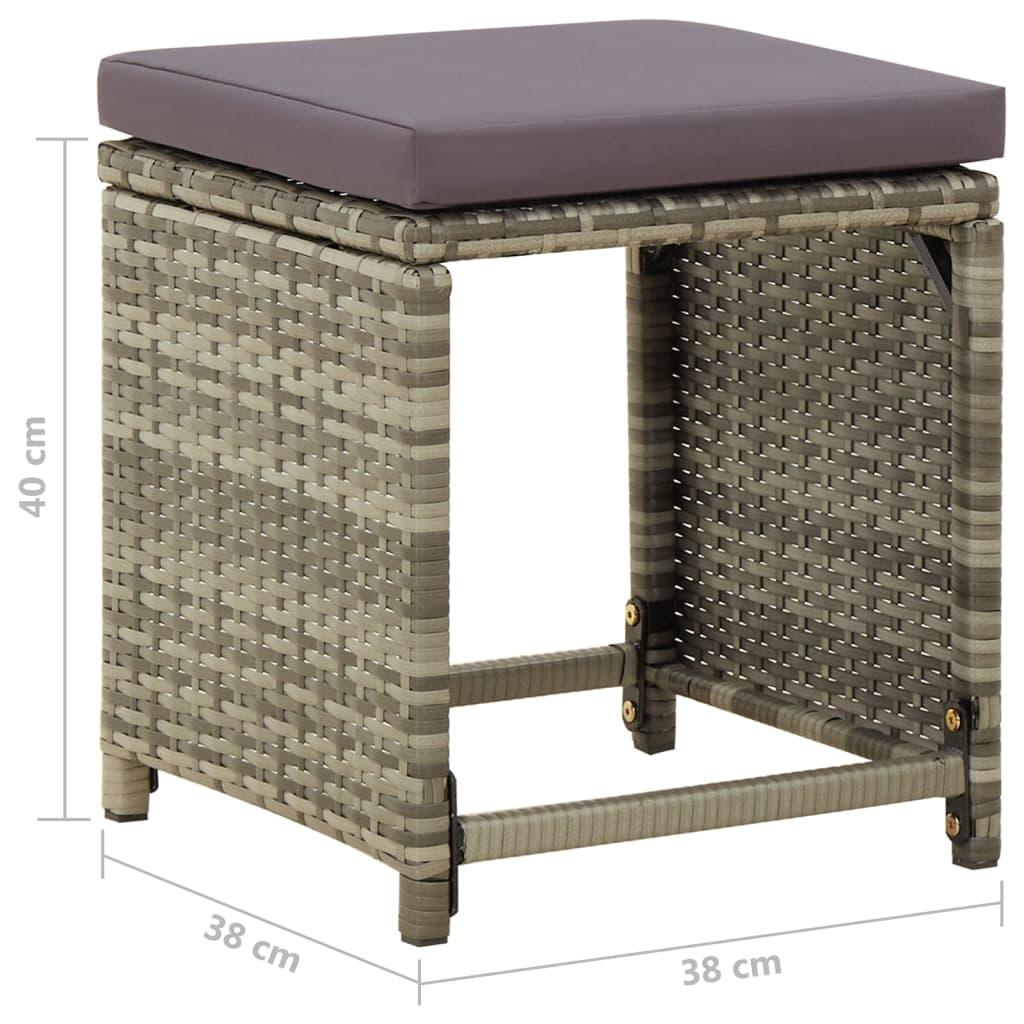 Gartenhocker 4 Stk. mit Kissen Poly Rattan Grau - Pazzar.ch