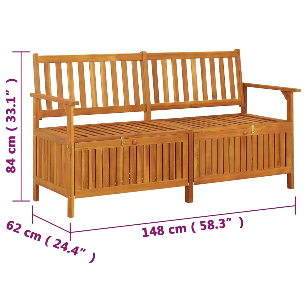 Truhenbank 148 cm Massivholz Akazie - Pazzar.ch