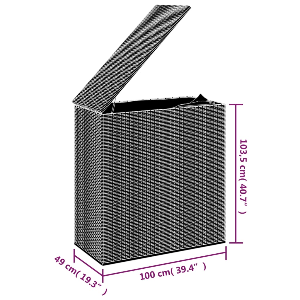Garten-Kissenbox PE Rattan 100x49x103,5 cm Braun - Pazzar.ch