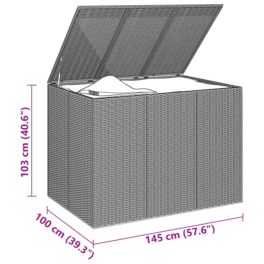 Garten-Kissenbox PE Rattan 145x100x103 cm Schwarz - Pazzar.ch