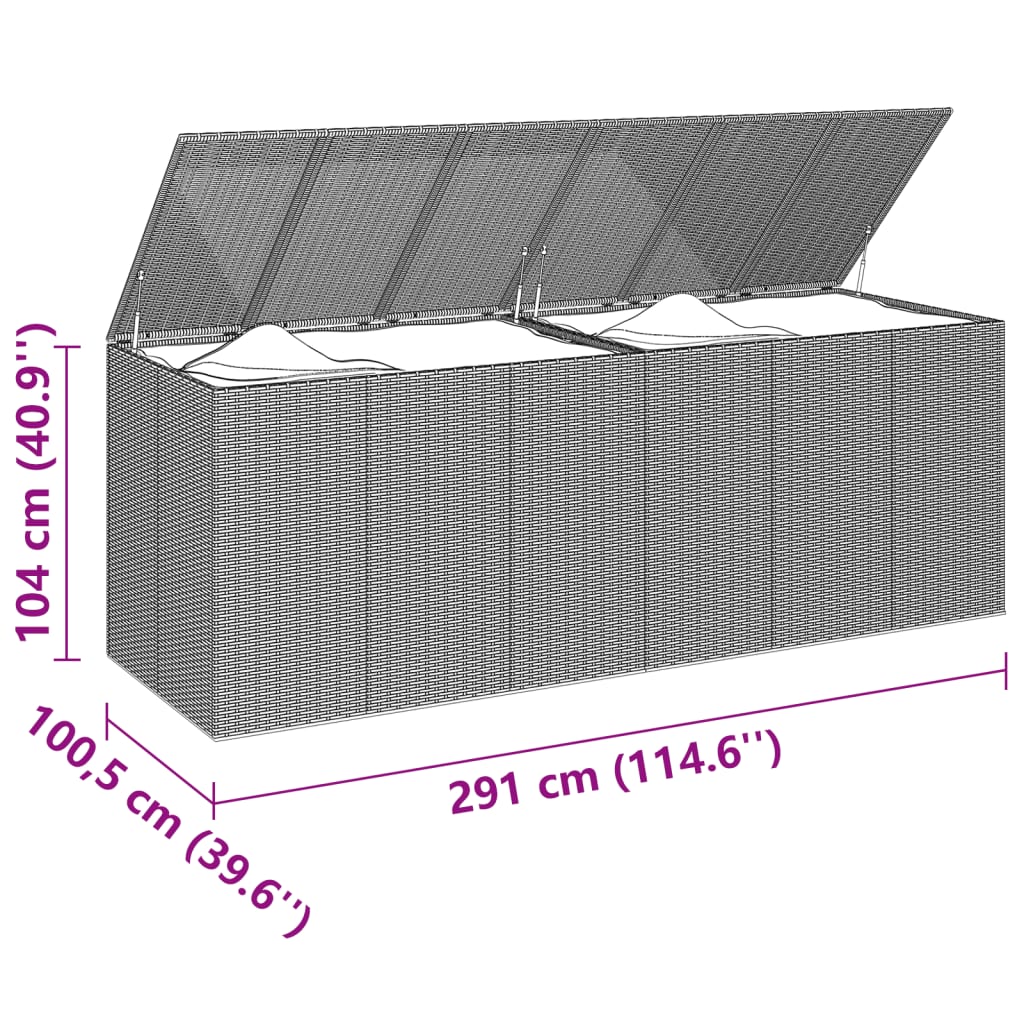 Garten-Kissenbox PE Rattan 291x100,5x104 cm Grau - Pazzar.ch