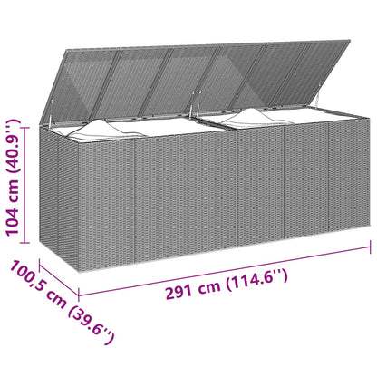 Garten-Kissenbox PE Rattan 291x100,5x104 cm Grau - Pazzar.ch