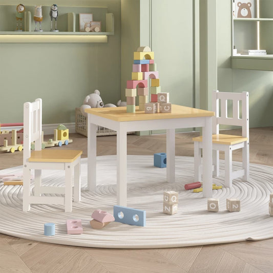 3-tlg. Kinder-Sitzgruppe Weiß und Beige MDF - Pazzar.ch