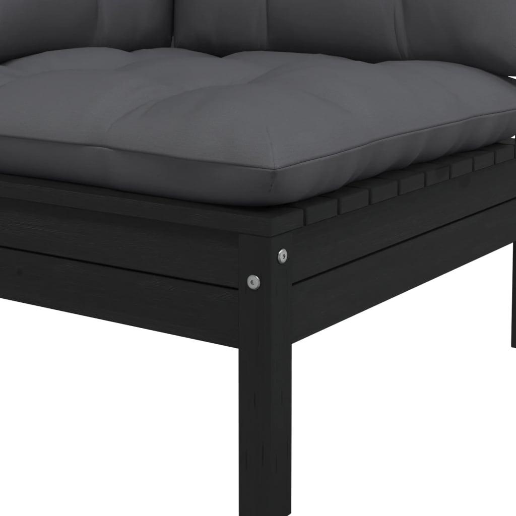 Garten-Ecksofa mit Kissen in Schwarz Massivholz Kiefer - Pazzar.ch