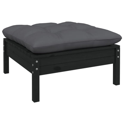 Gartenhocker mit Anthrazit Kissen Schwarz Massivholz Kiefer - Pazzar.ch