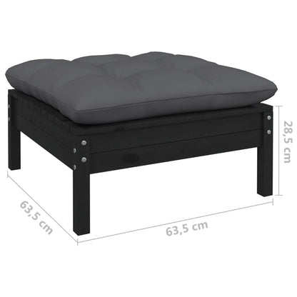 Gartenhocker mit Anthrazit Kissen Schwarz Massivholz Kiefer - Pazzar.ch