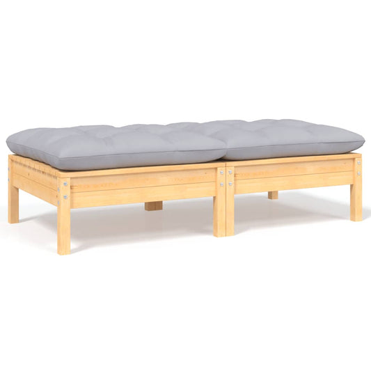 Gartensofa 2-Sitzer mit Kissen in Grau Massivholz Kiefer - Pazzar.ch