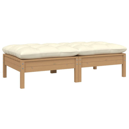 Gartensofa 2-Sitzer mit Creme Kissen Massivholz Kiefer - Pazzar.ch