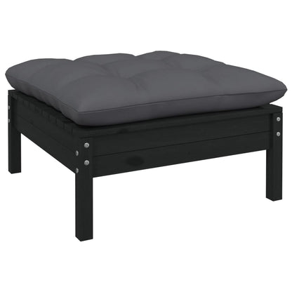 Gartensofa 2-Sitzer mit Kissen in Schwarz Massivholz Kiefer - Pazzar.ch