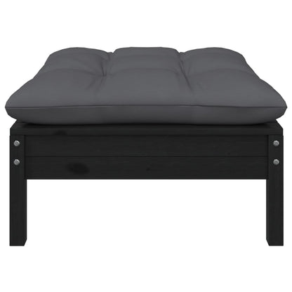 Gartensofa 2-Sitzer mit Kissen in Schwarz Massivholz Kiefer - Pazzar.ch