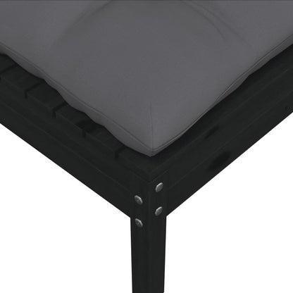 Gartensofa 2-Sitzer mit Kissen in Schwarz Massivholz Kiefer - Pazzar.ch