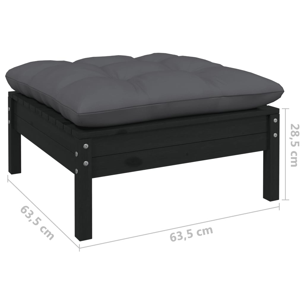 Gartensofa 2-Sitzer mit Kissen in Schwarz Massivholz Kiefer - Pazzar.ch