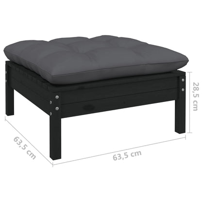 Gartensofa 2-Sitzer mit Kissen in Schwarz Massivholz Kiefer - Pazzar.ch
