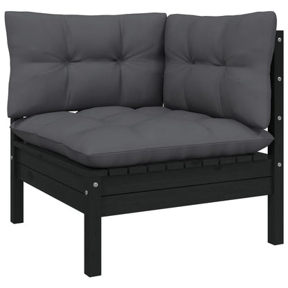 3-tlg. Garten-Lounge-Set mit Kissen Schwarz Kiefer Massivholz - Pazzar.ch