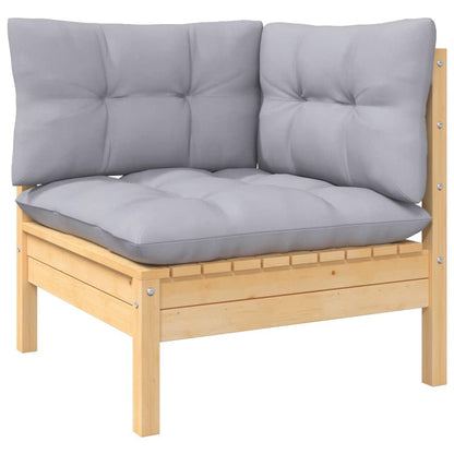 3-tlg. Garten-Lounge-Set mit Grauen Kissen Kiefer Massivholz - Pazzar.ch