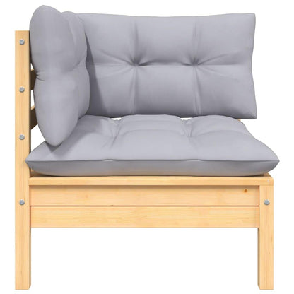 3-tlg. Garten-Lounge-Set mit Grauen Kissen Kiefer Massivholz - Pazzar.ch