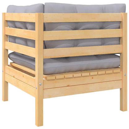 3-tlg. Garten-Lounge-Set mit Grauen Kissen Kiefer Massivholz - Pazzar.ch