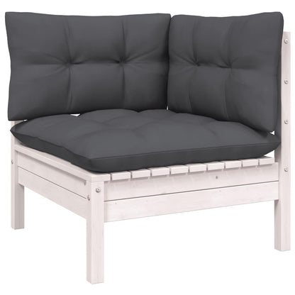3-tlg. Garten-Lounge-Set mit Kissen in Weiß Kiefer Massivholz - Pazzar.ch