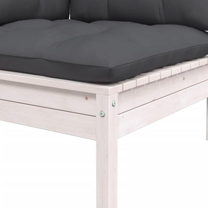 3-tlg. Garten-Lounge-Set mit Kissen in Weiß Kiefer Massivholz - Pazzar.ch
